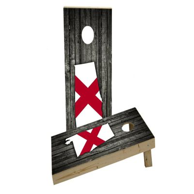 Wood Slate State Flag & Map (Alabama) Custom Cornhole Board Game Set
