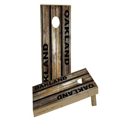 Woodslat Worn Oakland Football Custom Cornhole Board Game Set