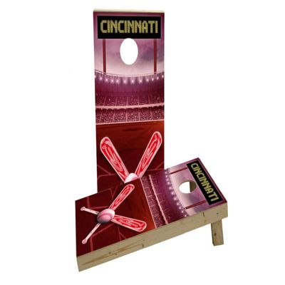 Cincinnati Baseball Themed Custom Cornhole Board Game Set