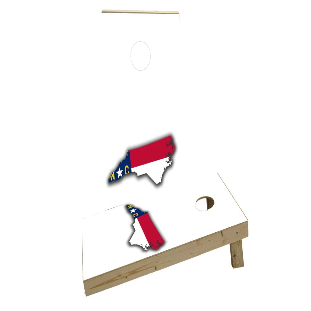 North Carolina State Flag Outline (White Background) Custom Cornhole Board Game Set