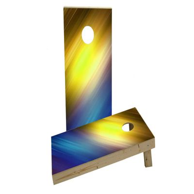 Yellow White and Blue Shine Custom Cornhole Board Game Set