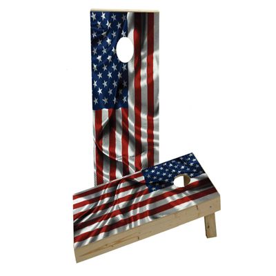 Waving American Flag Custom Cornhole Board Game Set