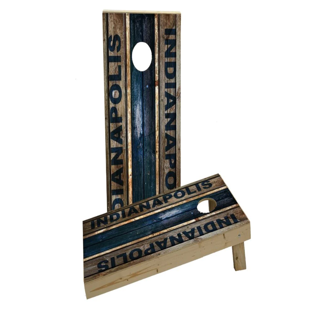 Woodslat Worn Indianapolis Football Custom Cornhole Board Game Set