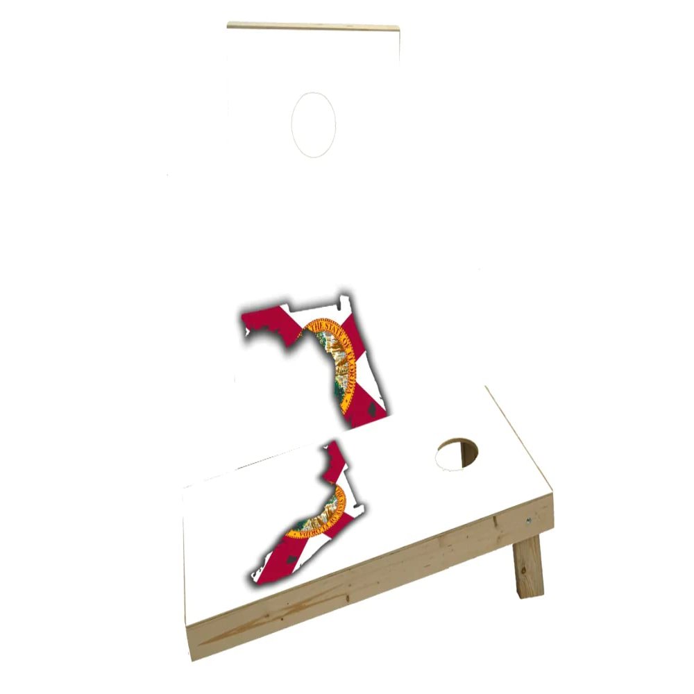 Florida State Flag Outline (White Background) Custom Cornhole Board Game Set