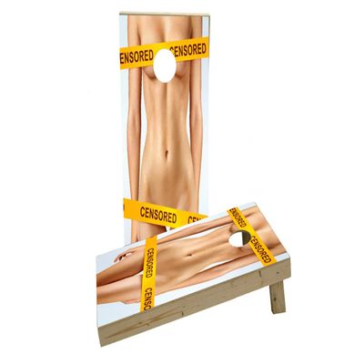 Censored Nude Woman Custom Cornhole Board Game Set