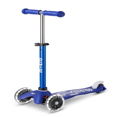 Micro Kickboard | Mini Deluxe LED | Three-Wheeled | Lean-to-Steer Swiss-Designed Micro Scooter | Motion-Activated Light-Up Wheels | Toddlers & Children Ages 2-5 (Blue/White)