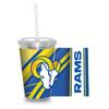 Rico Industries NFL Football Los Angeles Rams NFL Football Team 16oz Clear Tumbler W/Straw view 1