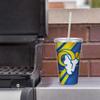 Rico Industries NFL Football Los Angeles Rams NFL Football Team 16oz Clear Tumbler W/Straw view 2