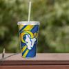 Rico Industries NFL Football Los Angeles Rams NFL Football Team 16oz Clear Tumbler W/Straw view 3