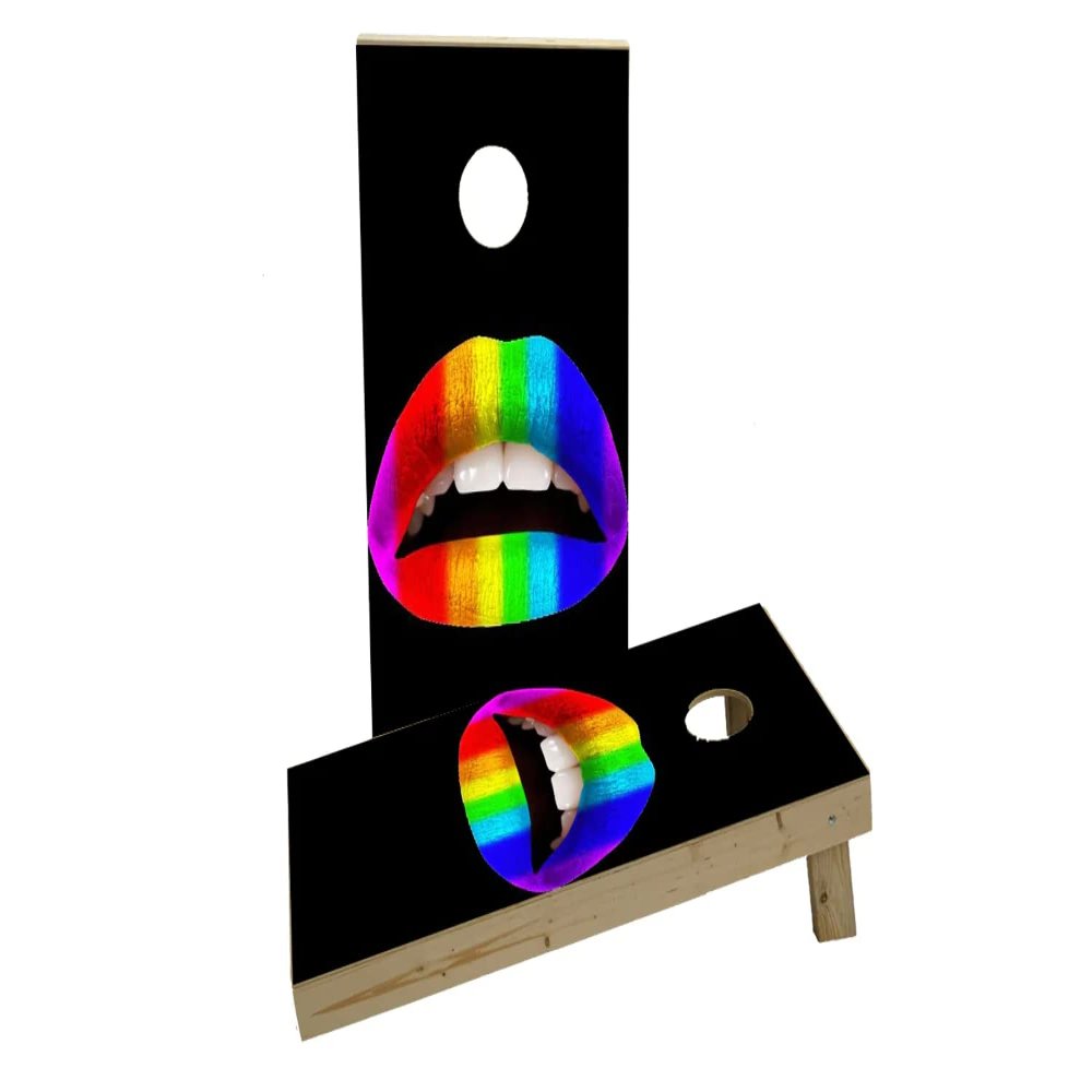 Gay Pride Rainbow Lips Custom Cornhole Board Game Set