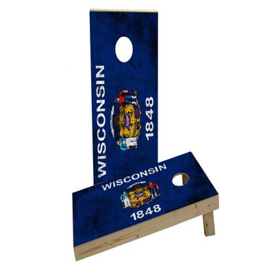 Worn State (Wisconsin) Flag Custom Cornhole Board Game Set