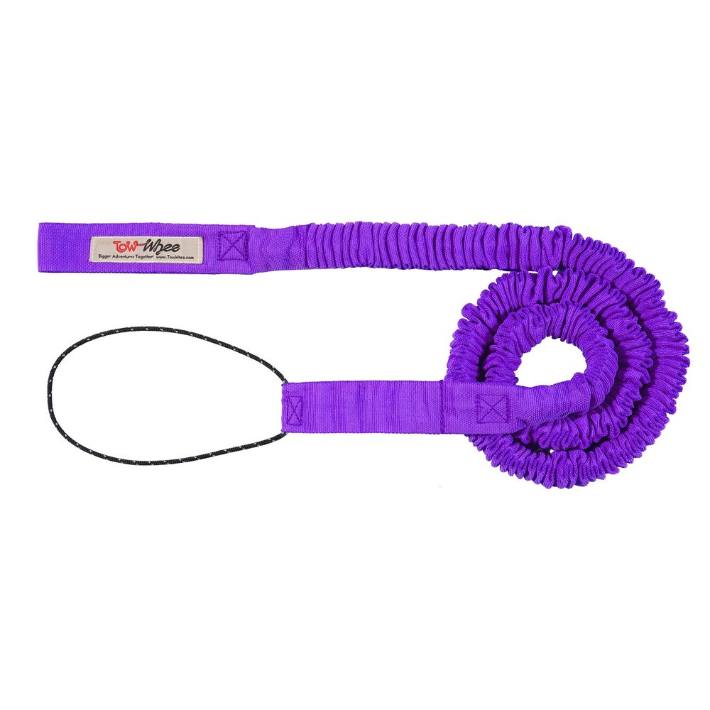 TowWhee - The Original Bike Bungee Tow Rope for Kids | MTB & Cycling Stretch Pull Strap for Riding Further with Your Child | (Kids Original Purple Connect Strap) - Made in The USA