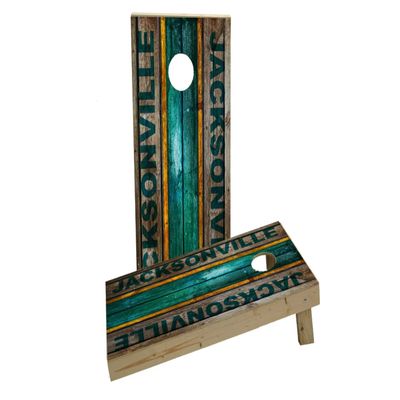 Woodslat Worn Jacksonville Football Custom Cornhole Board Game Set