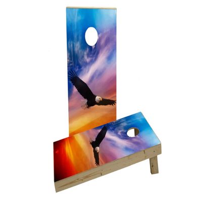 Flying Eagle in Sunset Custom Cornhole Board Game Set