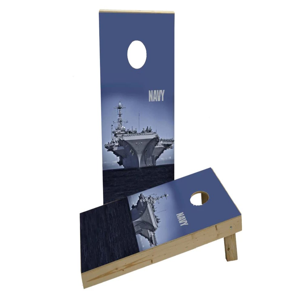 Navy Carrier on The Open Ocean Custom Cornhole Board Game Set