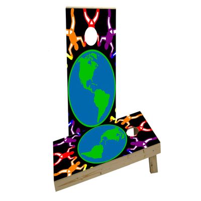 Gay Pride Rainbow People Around The Earth Custom Cornhole Board Game Set