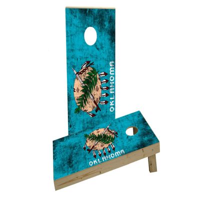 Worn State (Oklahoma) Flag Custom Cornhole Board Game Set
