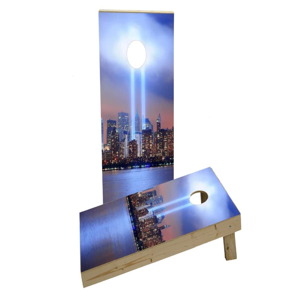 September 11th Light Memorial #1 Custom Cornhole Board Game Set