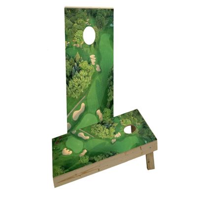 Golf Course Flyover Custom Cornhole Board Game Set