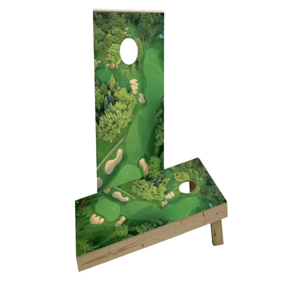 Golf Course Flyover Custom Cornhole Board Game Set
