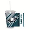 Rico Industries NFL Football Philadelphia Eagles NFL Football Team 16oz Clear Tumbler W/Straw view 1