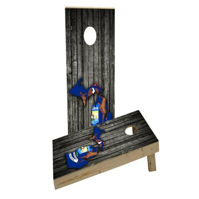 Wood Slate State Flag & Map (Michigan) Custom Cornhole Board Game Set