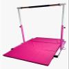 Gymnastics Bar for Kids with 6x4 Mat, Adjustable Height 3 to 5 FT Foldable, Horizontal Kip Bar Gymnastic Training Bar for Junior Gymnasts, Expandable Heavy Duty Jungle Gym Home Exercise Bar, Pink view 2