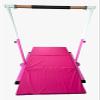 Gymnastics Bar for Kids with 6x4 Mat, Adjustable Height 3 to 5 FT Foldable, Horizontal Kip Bar Gymnastic Training Bar for Junior Gymnasts, Expandable Heavy Duty Jungle Gym Home Exercise Bar, Pink view 3