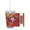 Rico Industries NFL Football San Francisco 49ers NFL Football Team 16oz Clear Tumbler W/Straw view 1
