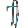 Circle Y Turquoise Round Up Futurity Durable Versatile Western Horse Size Double Leather Ply Browband Headstall with Adjustable Strap | 36" - 43" Headstall Working Length, Chocolate view 1