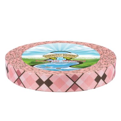Country Brook Design - Pink and Brown Argyle Photo Quality Polyester (1 Inch, 20 Yards)