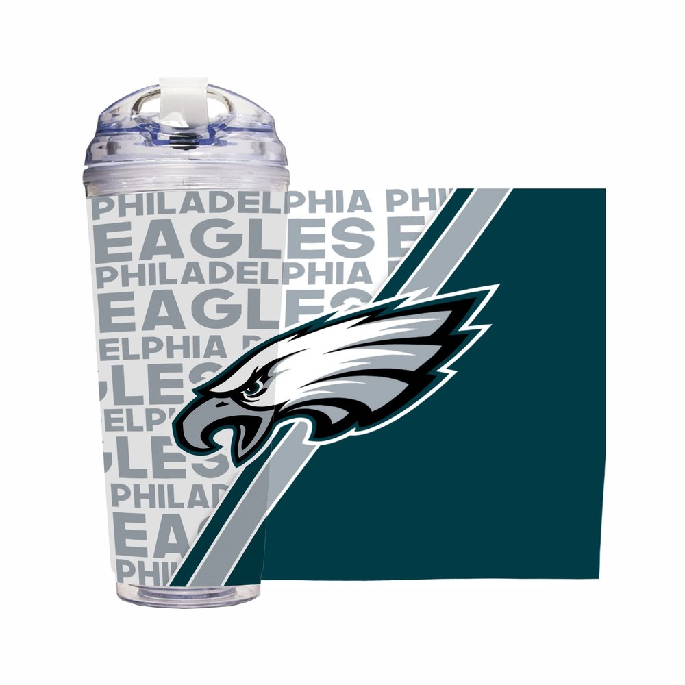 Rico Industries NFL Football Philadelphia Eagles 24oz Acrylic Tumbler with Hinged Lid