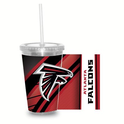 Rico Industries NFL Football Atlanta Falcons NFL Football Team 16oz Clear Tumbler W/Straw