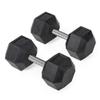 Titan Fitness 55 LB Pair Free Weights, Black Rubber Coated Hex Dumbbell, Straight Stainless Steel Handle, Strength Training, Full Body Workout view 1