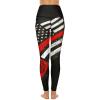 Bagea-Ka USA Thin Red Line Firefighter Axe Pattern High Waisted Leggings for Women Yoga Pants with Pocket Workout Sports view 3
