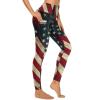 Bagea-Ka American Flag USA Pattern High Waisted Leggings for Women Yoga Pants with Pocket Workout Sports Athletic view 4