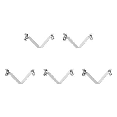 HARFINGTON 5pcs Double Button Kayak Paddle Snap Spring Clip 40mm x 5.7mm 65Mn Spring Steel V-Shaped Hollow Lift Telescopic Locking Tube Pole Clips for Tent Umbrella Camping,Silver Tone