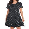 elescat Women's T Shirt Sundress Swing Loose Casual Summer Beach Plus Size Dresses with Pockets(Black Wave Point,XL) view 3