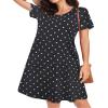 elescat Women's T Shirt Sundress Swing Loose Casual Summer Beach Plus Size Dresses with Pockets(Black Wave Point,XL) view 4