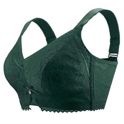New Lace Perspective Bra Women Sexy Lingerie Underwire Embroidery Floral Bralette Plus Size Gather Comfortable Bralette (Size : 44B, Color : Green)