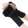 Arm Warmers Fingerless Thumb Hole Wrist Gloves Knitted Mitten Winter Gift Warm Gloves for Women (Black) view 1