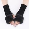 Arm Warmers Fingerless Thumb Hole Wrist Gloves Knitted Mitten Winter Gift Warm Gloves for Women (Black) view 2