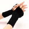 Arm Warmers Fingerless Thumb Hole Wrist Gloves Knitted Mitten Winter Gift Warm Gloves for Women (Black) view 4