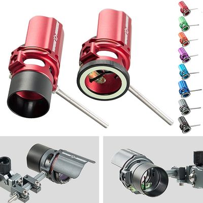 Compound Bow Sight 1 Pin Scope with Sunshade Lens Magnifier 2X 4X 6X 8X Competitive Shooting Target Practice Single Pin Compound Bow Sight Accessory (Red, 2X)