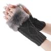 TYAGY Arm Warmers Fingerless Thumb Hole Wrist Gloves Knitted Mitten Winter Gift Warm Gloves for Women (Dark Gray) view 1