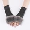 TYAGY Arm Warmers Fingerless Thumb Hole Wrist Gloves Knitted Mitten Winter Gift Warm Gloves for Women (Dark Gray) view 2