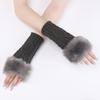 TYAGY Arm Warmers Fingerless Thumb Hole Wrist Gloves Knitted Mitten Winter Gift Warm Gloves for Women (Dark Gray) view 3