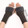 TYAGY Arm Warmers Fingerless Thumb Hole Wrist Gloves Knitted Mitten Winter Gift Warm Gloves for Women (Dark Gray) view 4