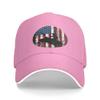 American Flag Snowmobile Sandwich Hats Adult Baseball Caps Fashion Dad Sports Caps Adjustable Hats Mens Womens Pink view 2