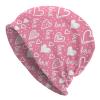 LAIPUTER Pink Heart Beanie Standard Closed Chemo Knitted Hats Baggy Slouchy Skull Cap Cancer Headwear for Women Men view 1